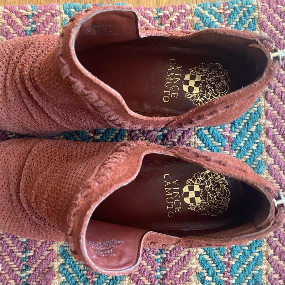 VINCE CAMUTO Palmina Perforated Suede Ankle Bootie - Picture 7 of 15